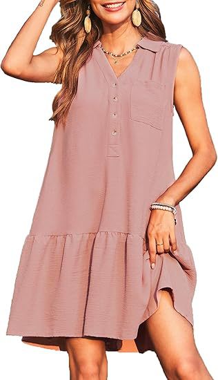 Robe sans manches col V à boutons – Style printanier élégant