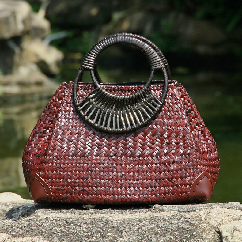 Sac à Main Femme en Rotin Tressé — Style Artisanal