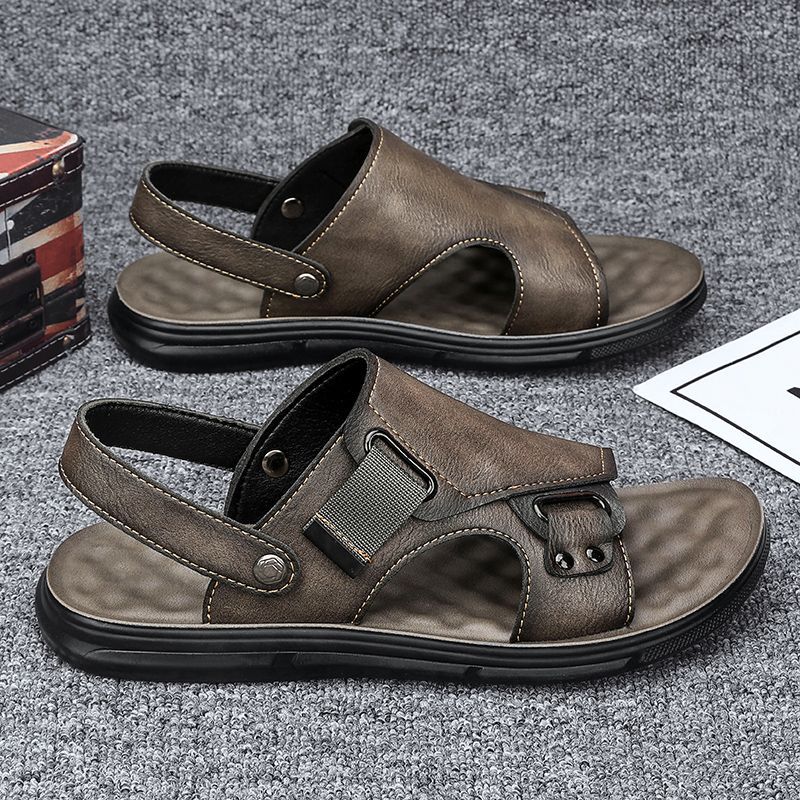 Sandales Homme en Cuir Semelle Épaisse Antidérapante – Plage et Casual
