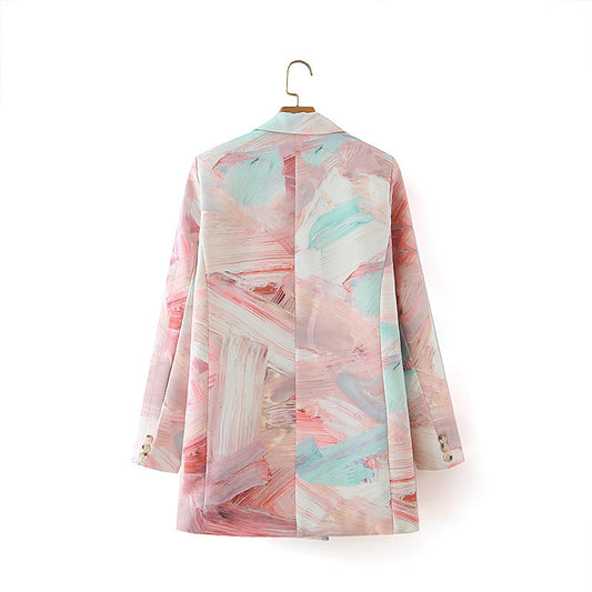 Blazer croisé pour femme à imprimé graffiti – Style urbain chic