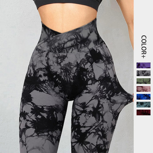 Legging Femme Sans Couture Tie-Dye – Push-Up, Fitness, Course & Gym