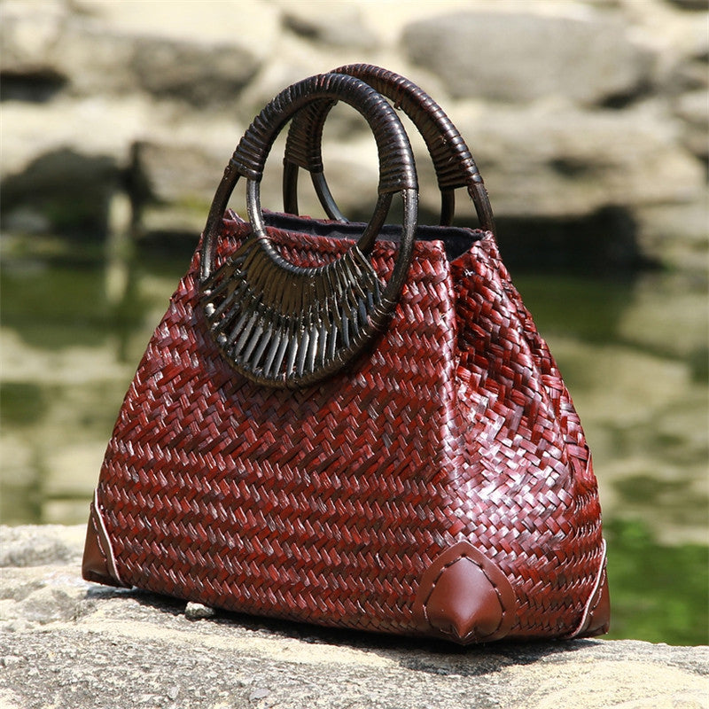 Sac à Main Femme en Rotin Tressé — Style Artisanal