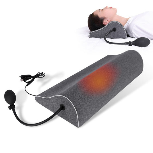 Oreiller cervical en mousse à mémoire de forme avec chauffage USB – Coussin de traction et de protection du cou