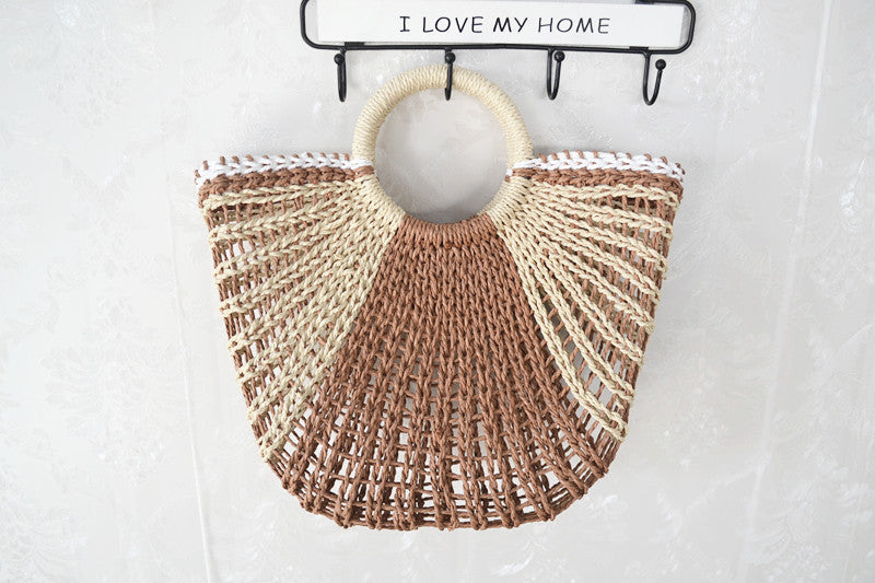 Sac de Plage Femme en Paille Tressée — Cabas Été