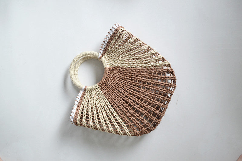 Sac de Plage Femme en Paille Tressée — Cabas Été