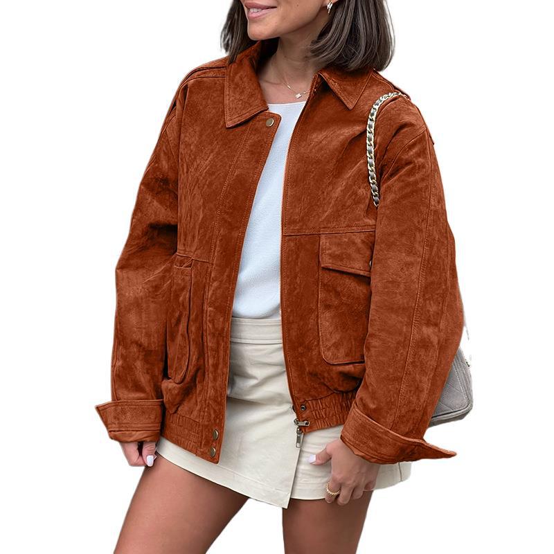 Manteau casual femme – Look fashion avec texture suédée