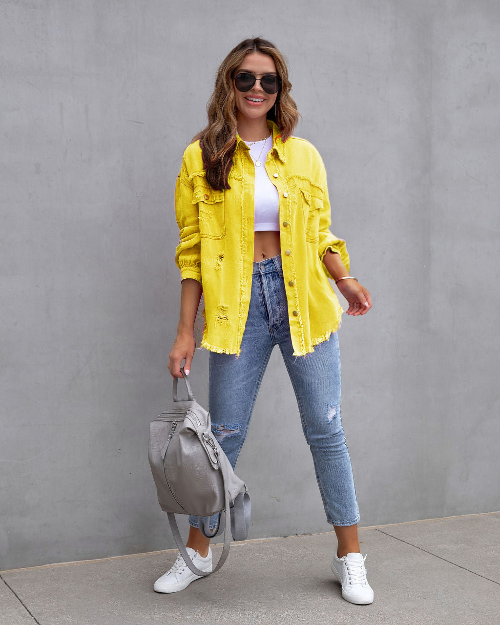 Veste chemise déchirée femme – Style casual printemps-automne
