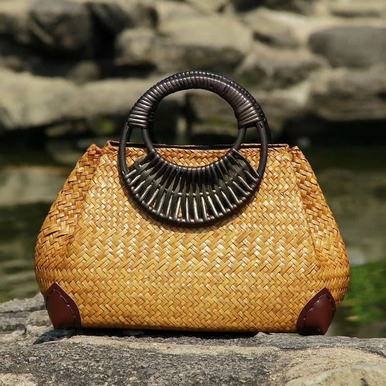 Sac à Main Femme en Rotin Tressé — Style Artisanal