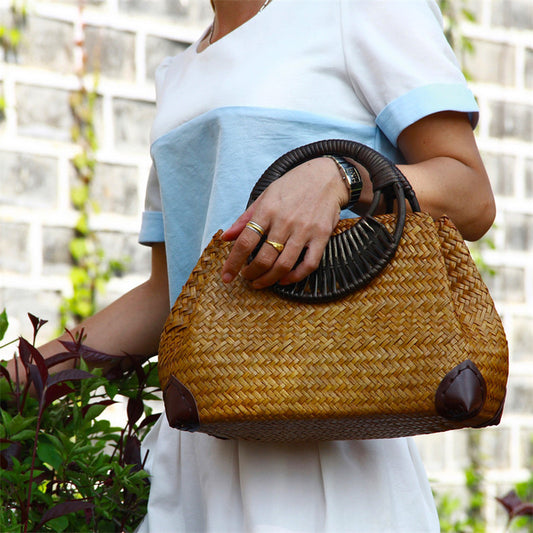 Sac à Main Femme en Rotin Tressé — Style Artisanal