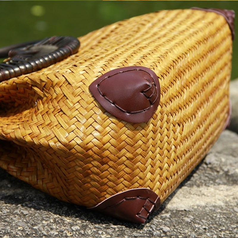 Sac à Main Femme en Rotin Tressé — Style Artisanal