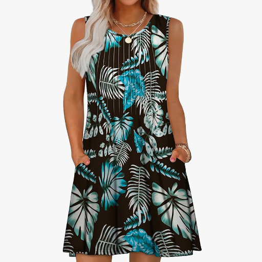 Robe gilet sans manches casual – Plage & vacances col rond