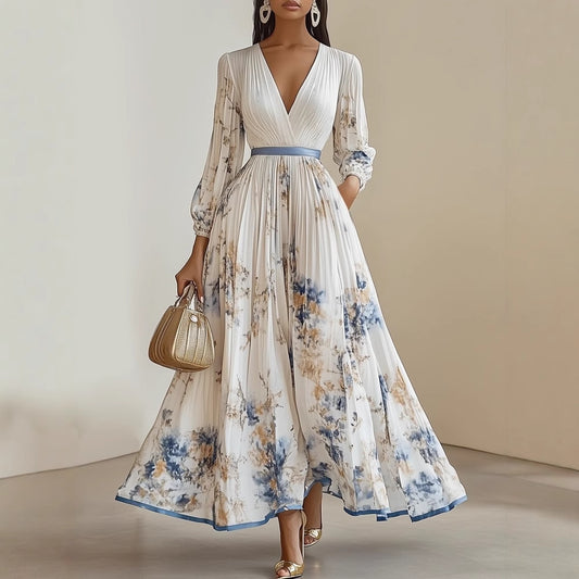 Robe longue à imprimé style européen – Idéale pour les vacances