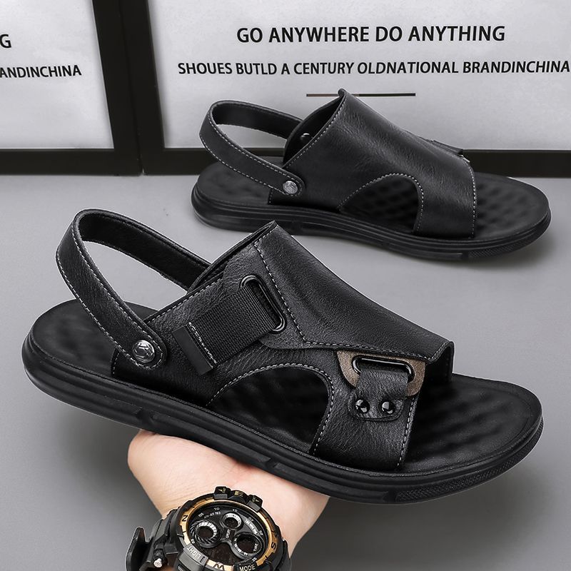 Sandales Homme en Cuir Semelle Épaisse Antidérapante – Plage et Casual