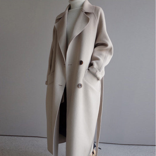 Manteau cachemire femme à revers – Chaud et élégant