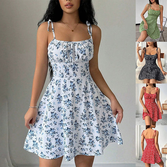 Robe à imprimé floral – Ligne A, taille marquée, style casual été