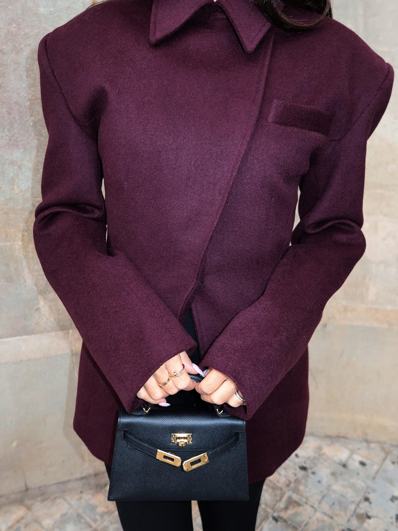 Blazer bordeaux à croisé – Élégance et caractère