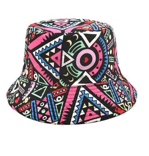 Chapeau Bob Imprimé Réversible – Colorful Triangle
