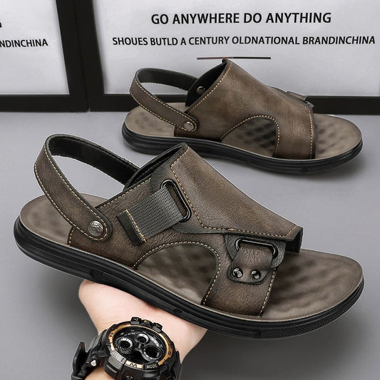 Sandales Homme en Cuir Semelle Épaisse Antidérapante – Plage et Casual