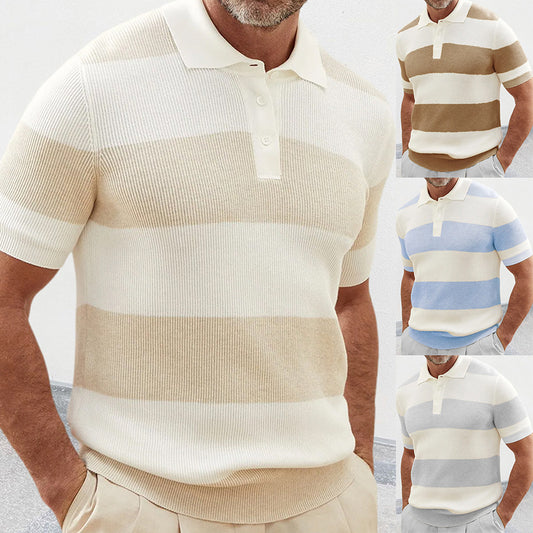Pull à manches courtes homme – Style mode été, col revers tendance
