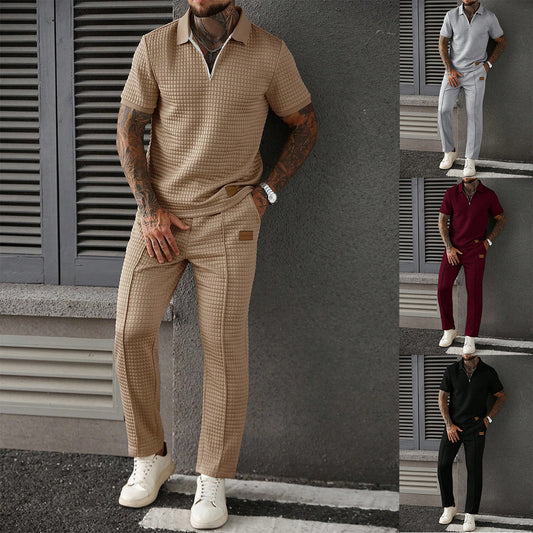 Ensemble Polo Zipé & Pantalon Homme – Style Casual Décontracté