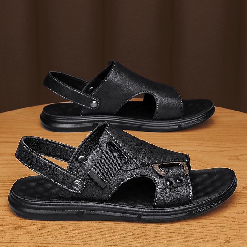 Sandales Homme en Cuir Semelle Épaisse Antidérapante – Plage et Casual