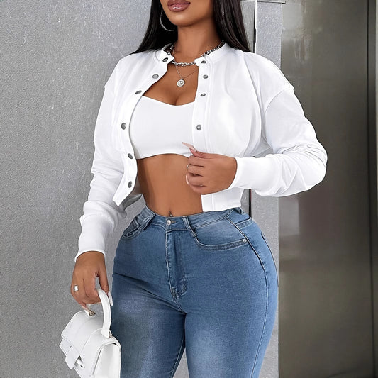 Veste femme à manches longues – Boutonnage simple, style décontracté quotidien