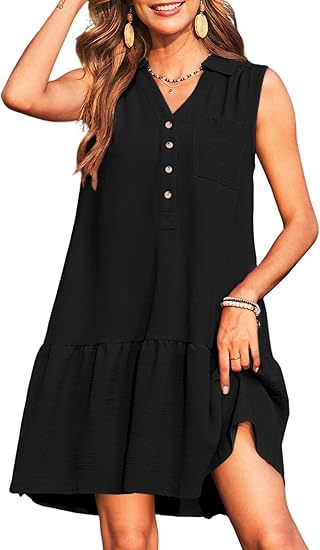 Robe sans manches col V à boutons – Style printanier élégant