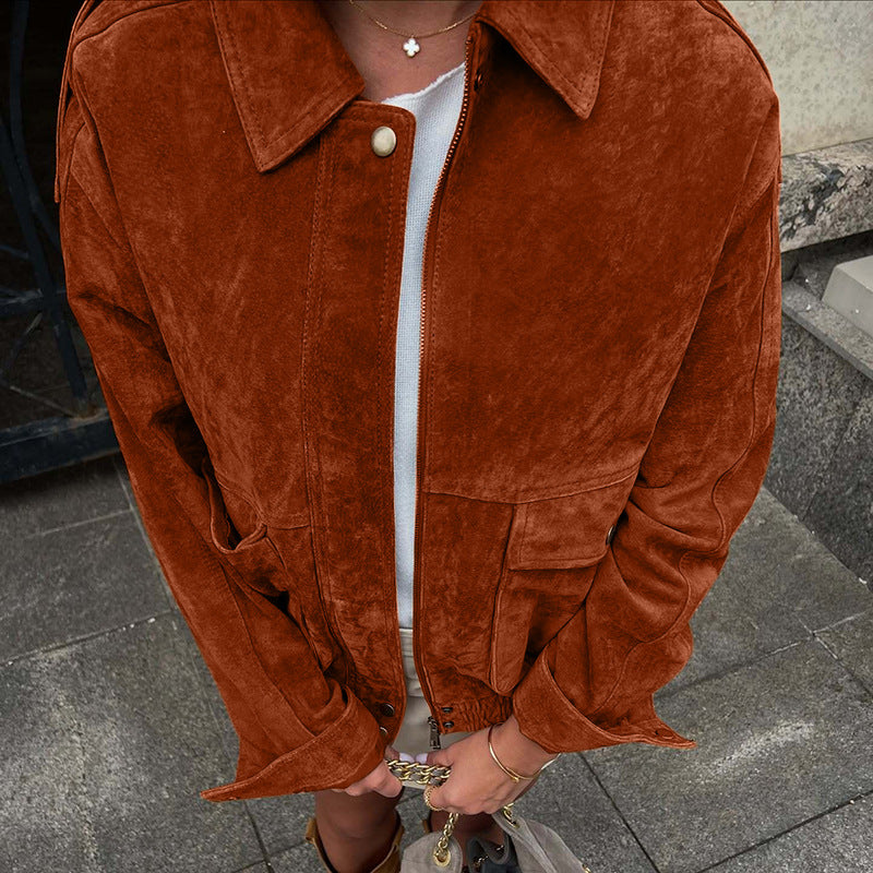 Manteau casual femme – Look fashion avec texture suédée