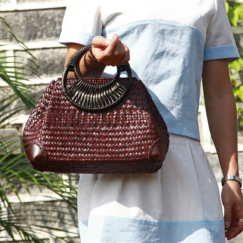 Sac à Main Femme en Rotin Tressé — Style Artisanal