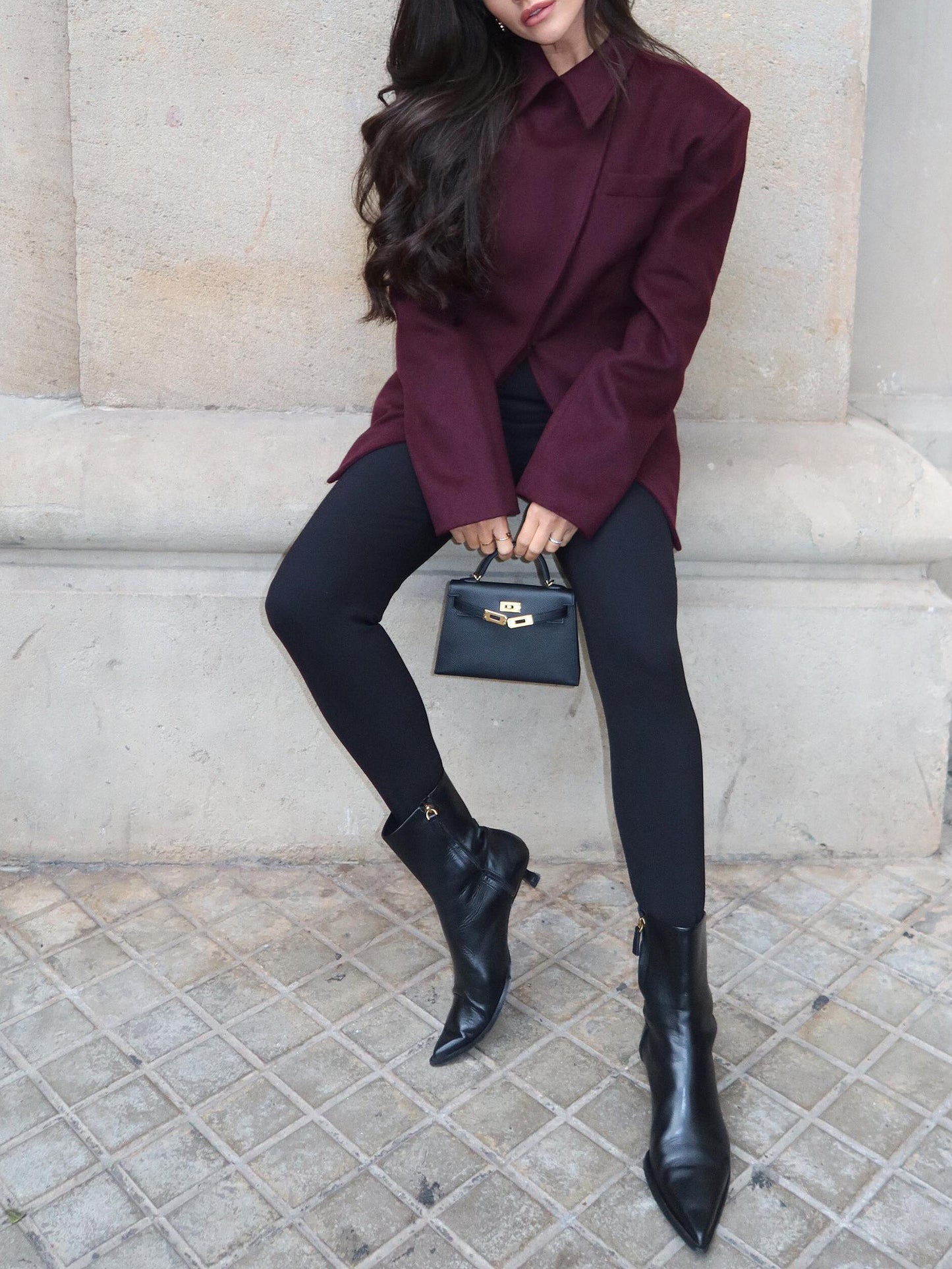 Blazer bordeaux à croisé – Élégance et caractère