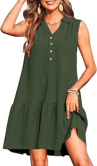 Robe sans manches col V à boutons – Style printanier élégant