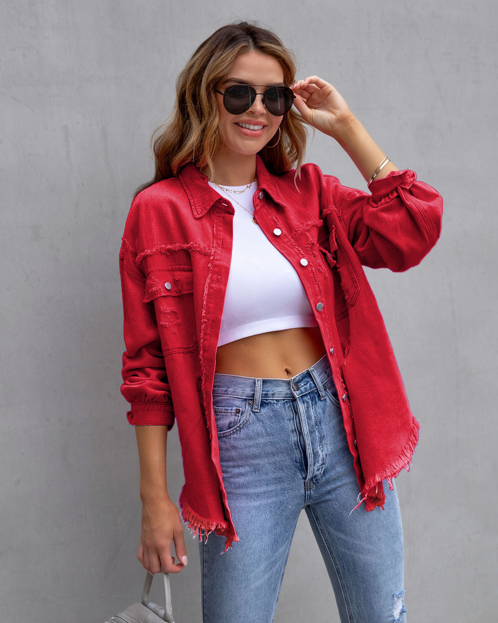 Veste chemise déchirée femme – Style casual printemps-automne