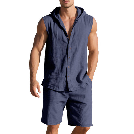 Ensemble Chemise Déboutée Sans Manches & Short Homme – Style Décontracté