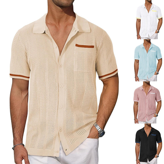 Veste cardigan homme été – Chemise à manches courtes, respirante et aérée