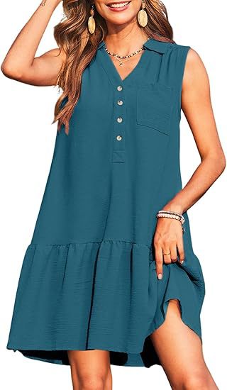 Robe sans manches col V à boutons – Style printanier élégant